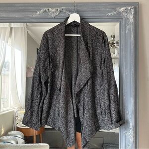 Eileen Fisher Open Drape Cardigan Sweater‎ Size Large Gray Loose Knit